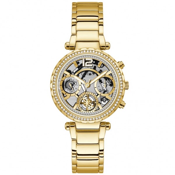 GUESS Solstice GW0403L2 Crystals Multifunction Gold Stainless Steel Bracelet