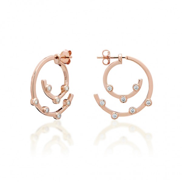 JCOU Round Minimal Earring Silver 925° Rose Gold Plated JW906R4-04