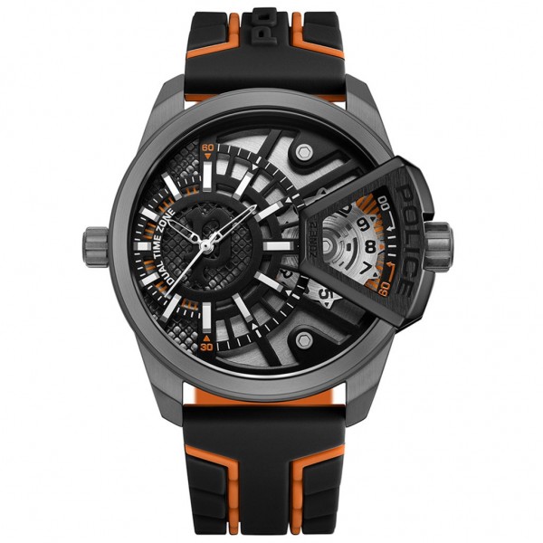 POLICE Underlined PEWJM0004201 Dual Time Two Tone Silicone Strap