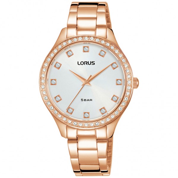 LORUS Classic RG282RX-9 Crystals Rose Gold Stainless Steel Bracelet